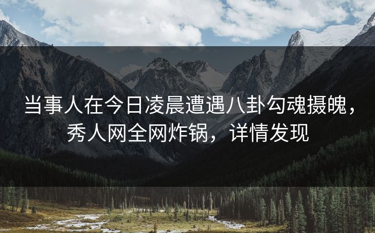 当事人在今日凌晨遭遇八卦勾魂摄魄，秀人网全网炸锅，详情发现