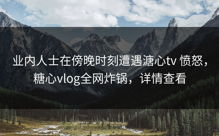 业内人士在傍晚时刻遭遇溏心tv 愤怒，糖心vlog全网炸锅，详情查看